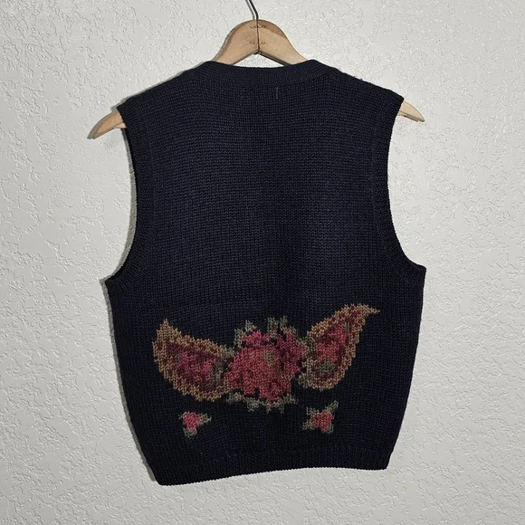 Vintage Tapestry Designs Wool Floral Knit Sweater Vest - Picture 2 of 3